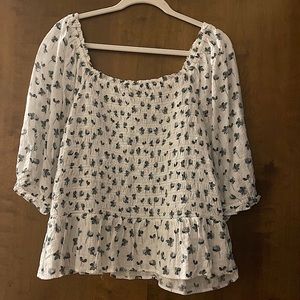 XXL LOFT White/ Mixed Floral Top